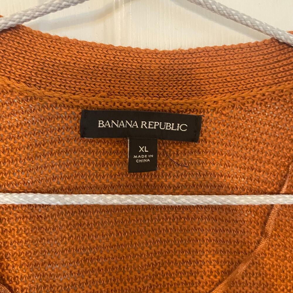 Banana Republic size XL Italian Linen Cardigan Sweater Rust - Picture 5 of 13